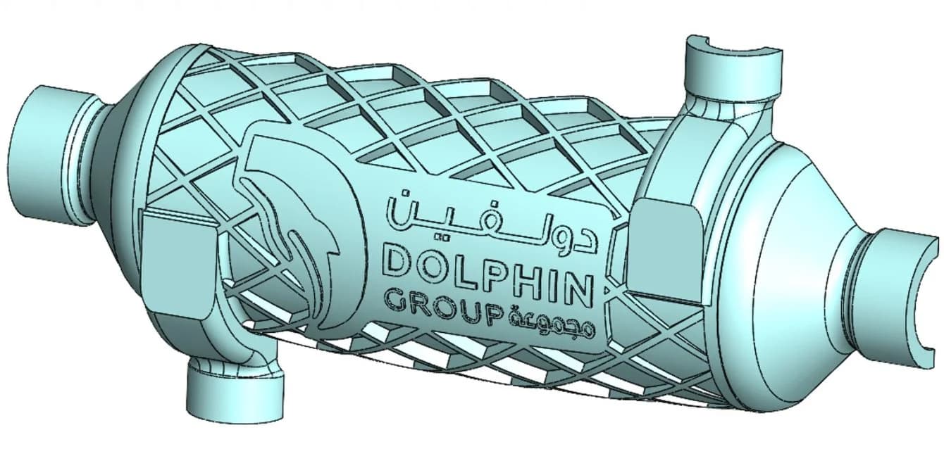 3D-printed heat exchanger core showing the internal lattice structure